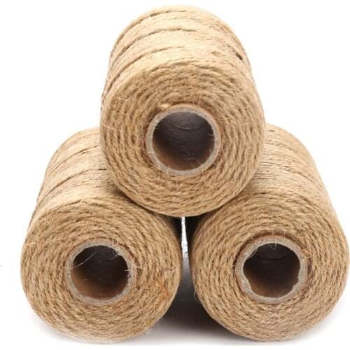 Jute Twine 100M Natural Sisal 2mm Rustic Tags Wrap Wedding Decoration Crafts Twisted Rope String Cord Events Party Supplies