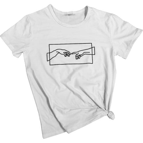 Gesture Printed T-Shirt Holding hands Slogan Grunge Tee Summer Casual Stylish Graphic Cotton Tumblr Gesture Hands Vintage shirts