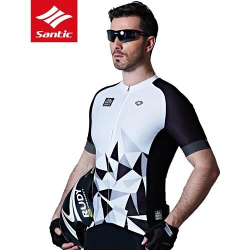 SantNew Mens Breathable Cycling Jerseys Quick Dry Elastic Road Bike Shirt Summer Reflective Short Sleeve Bicycle Clothing