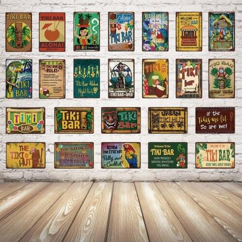 [ Kelly66 ] Welcome To The TIKI BAR Rules ALOHA Open Metal Sign Tin Poster Home Decor Wall Art Painting 20*30 CM Size Dy65