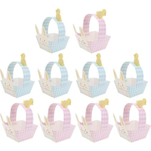 15pcs Easter Candy Baskets Lovely Rabbit Paper Baskets DIY Paper Containers Easter Day Accessories