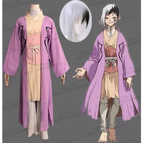 Anime Dr. Stone Asagiri Gen Cosplay Costume Ishigami Senku costumes Uniforms Belt pants Outfit Fancy Suit Halloween Costumes