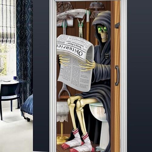 3D Creative Door Sticker Modern Self-adhesive PVC London Decor Door Wallpaper Refrigerator Stickers for Bedroom Home Decoration