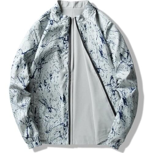 Mens printed loose baseball uniform male casual bomber pilot jackets windbreaker men streetwear hip hop two sided biker jacket