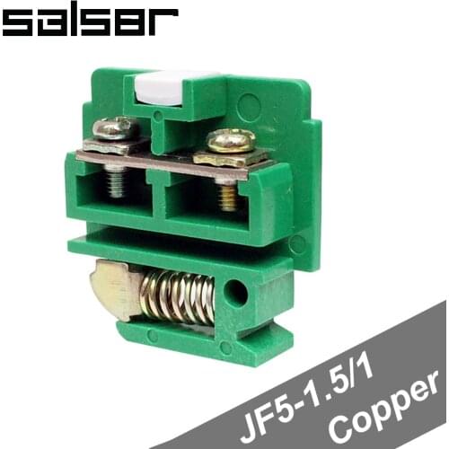 50PCS) JF5-1.5/1 Copper Terminal blocks 10A/1P 660V Universal DIN Rail Mounted 0.5-1.5mm2 Wire screws connector