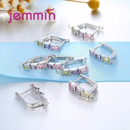 Trendy Mixed Crystal Hoop Earrings Findings For 925 Sterling Silver DIY Jewelry Hooks Ear Wire Connectors