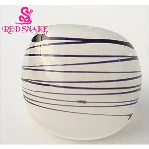 RED SNAKE Fashion Ring Handmade Jelly white with line drawing Murano Glass Rings