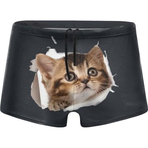 Men Cat lovers swimwear Ocelot shorts Boy for the sea Pool