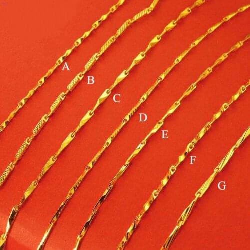 MxGxFam ( 45 cm x 1 mm ) 24 k Pure Gold Color Small Chain Necklaces For Women Men Fashion Jewelry