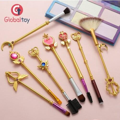 8Pcs Sailor Moon Makeup Brushes Set Beauty Tools Kit Eye Liner Shader Eyebrow Foundation Powder Makeup Brush Baby Cosmetic Toys