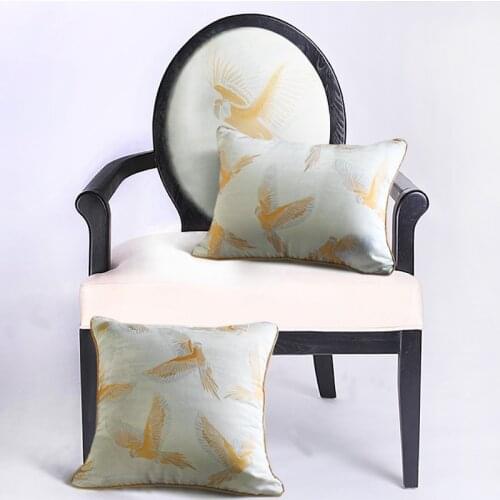 DUNXDECO Cushion Cover Decorative Pillow Case Vintage Artistic Luxury Flying Bird Jacquard Coussin Sofa Chair Cushion Cover