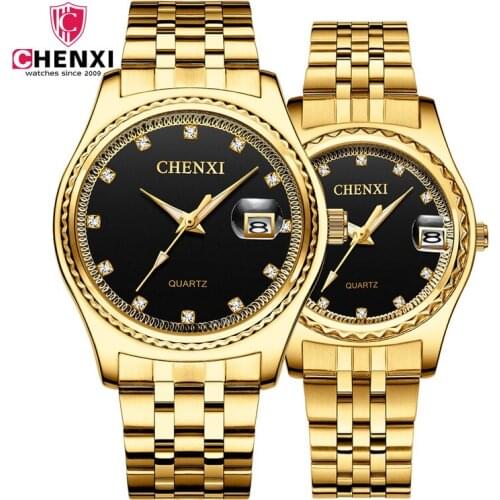 CHENXI New Business Couple Watch Stainless Steel Strap Ladies Business Casual Luxury Trend All-match Mens Quartz Watch WA168