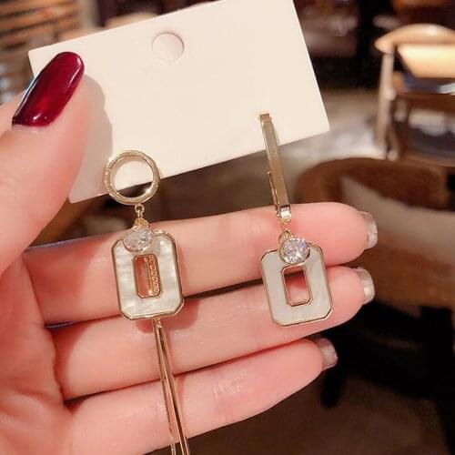 2021 New Design Simple Asymmetrical Earrings For Women Earrings Round Square Geometric Earrings Korean Style Fashion Pendant