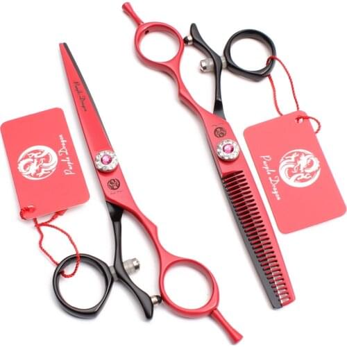 5.5" 16cm Stainless Rotated Handle Purple Dragon Red Hairdressing Scissors Cutting Shears Thinning Scissors Hair Scissors Z9019