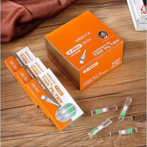 Original ZOBO Filter Mens Cigarette Set Disposable Triple Filtration Fiber Cotton Carbon Microporous Box 100 pcs