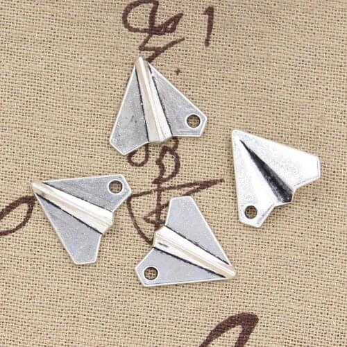 15pcs Charms Paper Airplane Plane 18x17mm Antique Bronze Silver Color Plated Pendants Making DIY Handmade Tibetan Jewelry