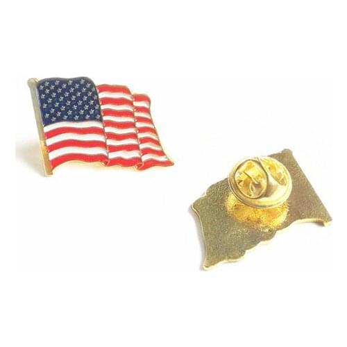 Direct American Flag Brooch Iron Butterfly Buckle Painted Badge Folded Clothing Collar Free Shiping