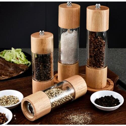 Manual Salt Pepper Mill Grinder Wood Seasoning Muller Cooking Tools Kitchen Accessories Cookware Spice Milling Gadget