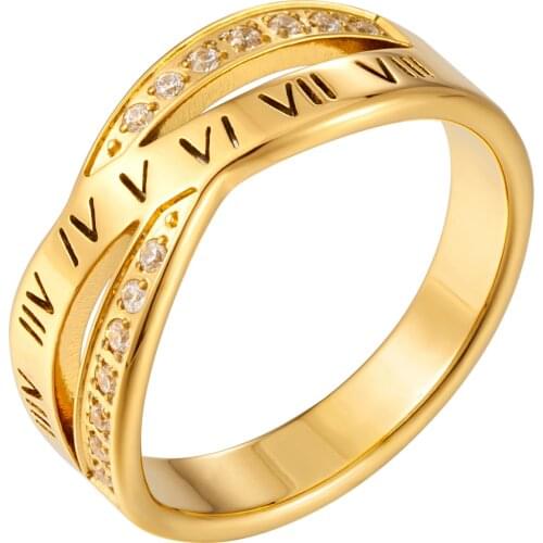 Fashion Cross Roman Numerals Stainless Steel Ring For Women Men Lover Couple Classic Crystal Stone Jewelry Wedding Party Gifts