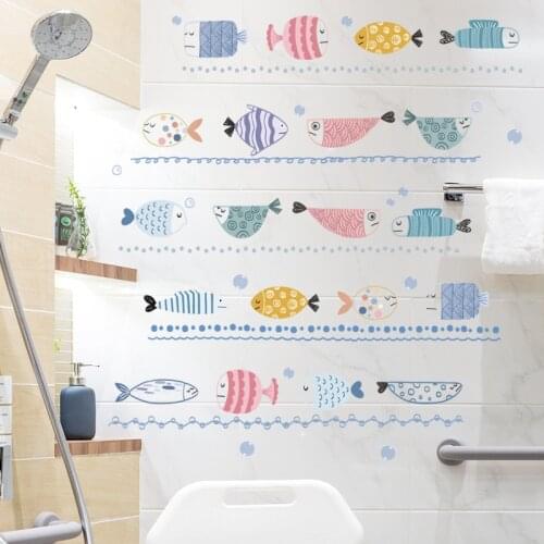 Removable Cartoon Fish Wall Sticker Kids Room Decor Aesthetic Living Room Decor Wallpaper Boy Girl Bedroom Decals for Furniture