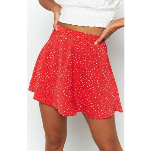 Half-length Skirt High-waist Chiffon Floral Print Party Dress Summer New High-waist Short Pleated Beach Dress Sexy Lace Womens