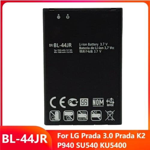 Original Replacement Phone Battery BL-44JR For LG Prada 3.0 Prada K2 P940 SU540 KU5400 BL-44JR Rechargable Batteries 1540mAh
