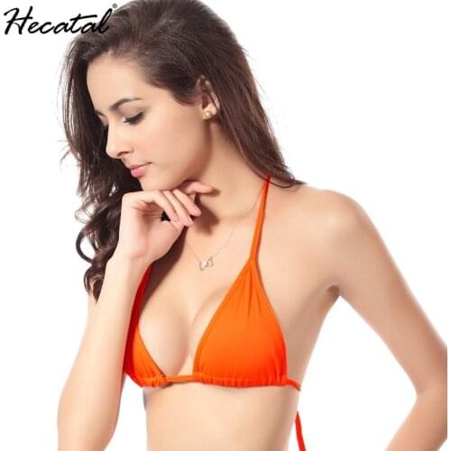 Heeatal 2021 Sexy Bikini Micro Top Women Swim Bikini Solid Color Top Hot Pink Swimsuit Women Fashion Swimming Suit for Women