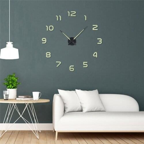 Luminous 3D Acrylic Mirror Digital Clock DIY Mute Large Wall Sticker Clock Watch Living Room Decorations Home Bedroom Wall Clock