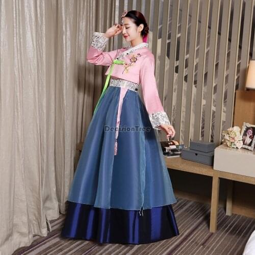 2021 traditional korean hanbok dress ancient princess dance costume women ethnic korean folk stage dance costume wedding dress