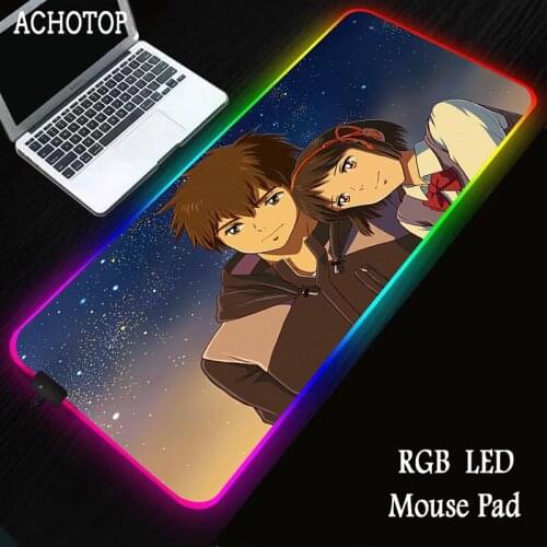 Your Name Anime Large RGB LED Mouse Pad 7 Color USB Wired Lighting Gaming Gamer Backlight Mousepad for Laptop Computer Mat