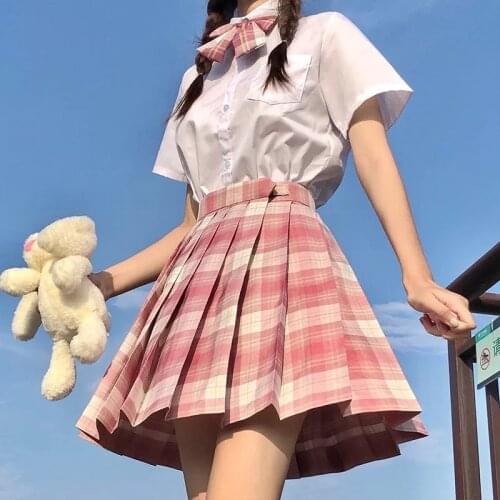 New Women Pleated Skirts Japanese School Uniform High Waist Sexy Cute Mini Plaid Skirt 2021 Summer JK Uniform Students Clothes