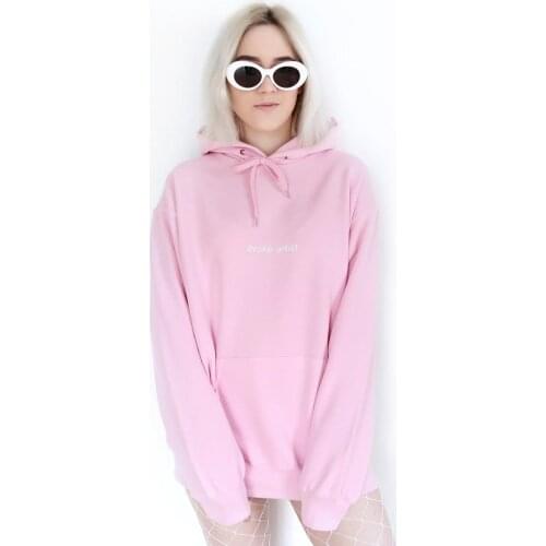 Broke Artist Baby Pink Hoodie Feminist Casual Girl Stylish Sweatshirt Aesthetic Cotton Aesthetic Slogan Tops Fashion Jumper Tops