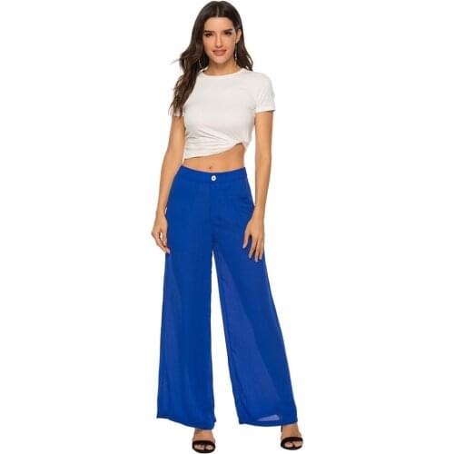Black Or Blue Plus Size Supersize Womens High Waisted Pants Wide Leg Palazzo Pant Trousers with Pockets