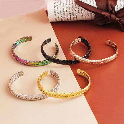 Bracelet For Women Stainless Steel Jewelry Bracelet Femme Butterfly Fish Bone Wheat Design Bohemian Open Adjustable Cuff Bangle