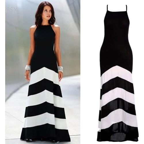 Fashion 2019 Vestidos Women Summer Chiffon Long Dress Lady Elegant Off-shoulder Backless Bandage Stripe Long Party Full Dresses