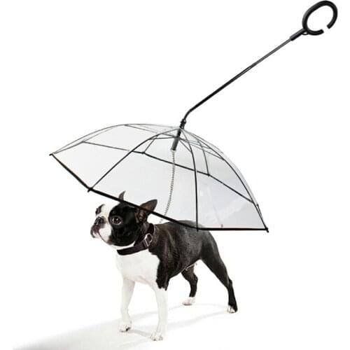 Pet Dog Umbrella Transparent C-shaped Umbrella Pet Supplies Adjustable Dog Walking Leash in Rainy Day Comfortable and Dry