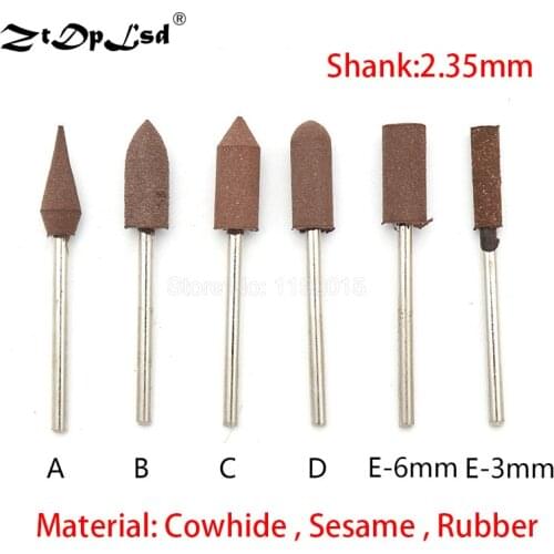 1PCS 2.35MM Shank Sesame Rubber Cowhide Abrasive Grinding Head For Metal Rust Removal Jade Mold Fine Polishing Rotary Tools