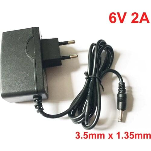 1PCS IC 6V 2A High quality AC 100V-240V Converter IC power Adapter DC 6V 2A 2000mA 12W Power Supply EU Plug DC 3.5mm x 1.35mm