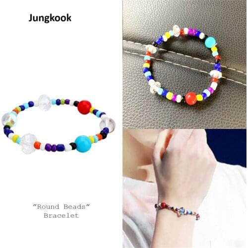 1pcs Kpop JUNG KOOK bracelet JK ROUND BEADS BRACELET jewelry bangtan boys love Yourself World Tour