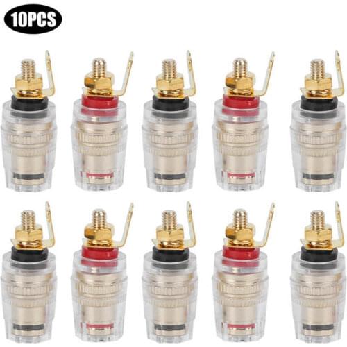 10Pcs 4mm Gold Plated Speaker Amplifier Terminal Binding Post For 4mm Banana Plug Spade Terminals Bare Wires