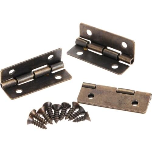 12Pcs Antique Bronze Hinges Vintage Brass 4 holes 30mm Right angle rotation Iron with screws Jewelry Gift Wind Wood Box