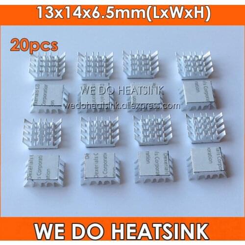 20pcs Aluminum 13x14x6.5mm Spiky Silver Cooling Cooler Heat Sink With Thermal Double Sided Tape Applied