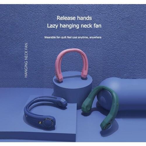 2021 Neckband Electric Fan Power Digital Display USB Conditioning Hanging Neck Portable Bladeless Fan Air Rechargeable M6L2