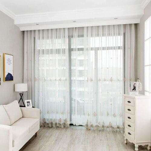 2021 Simple Modern Exquisite Embroidered Tulle Beaded Yarn Beautiful Custom Partition Tulle for Living Dining Room Bedroom