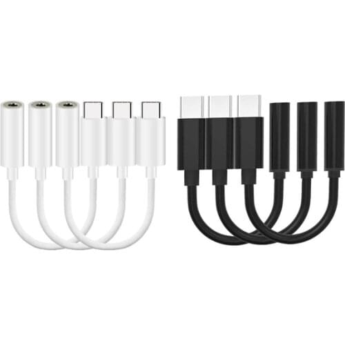 3Pcs Type C to 3.5mm Headphone o Adapter,USB-C to 3.5mm Female AUX Microphone Connector Cable for Motorola Moto Z, Le 2/Le P