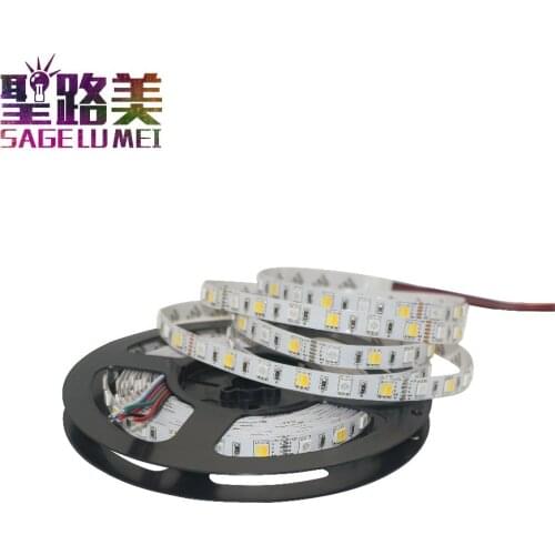 5m/roll DC12V 60leds SMD 5050 RGB CCT LED Strip Light RGBW Led Tape Non waterproof Led Strip Bar Light String Holiday Decoration
