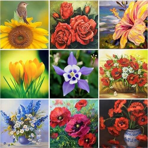 5D DIY Diamond Painting Flower Full Square/Round Diamond Embroidery Rose Rhinestone Mosaic Decoration Picture Cross Stitch Kit