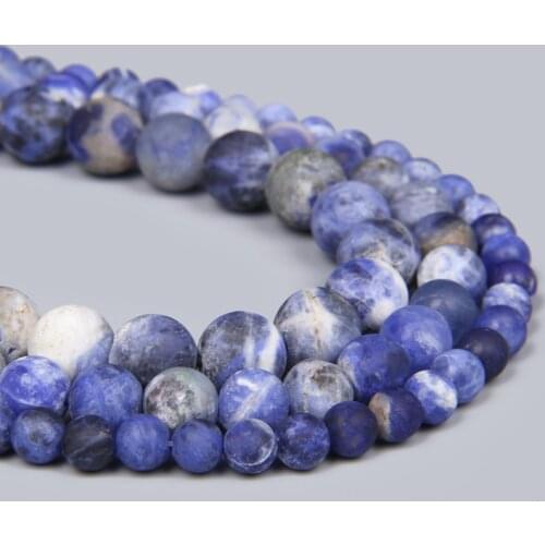 AB Natural Matte Round Blue Sodalite Gem Beads 15" 4 6 8 10 12mm Losse Spacer Charm Beads For Jewelry Making Handmade Bracelet