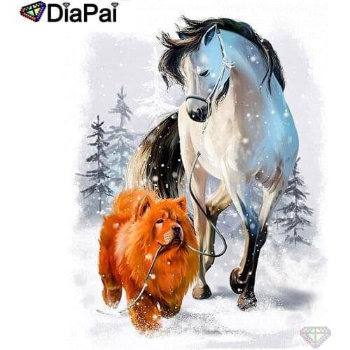 DIAPAI 100% Full Square/Round Drill 5D DIY Diamond Painting "Animal horse dog" Diamond Embroidery Cross Stitch 3D Decor A19325