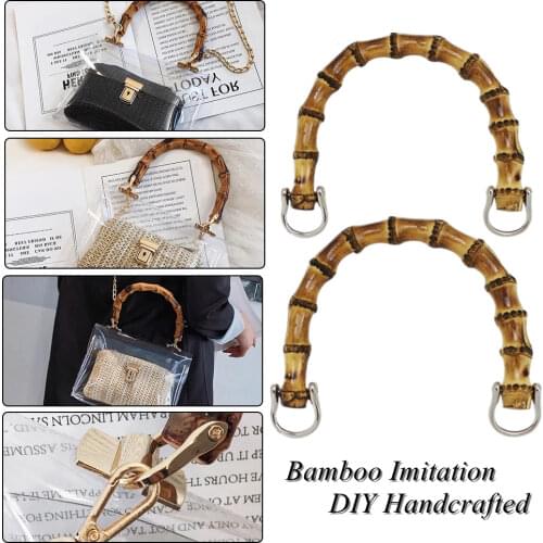 2Pcs Hot Selling Bamboo Bag Handle For Handbag Handcrafted DIY Bags Accessories With Link Buckle Handle Lady Purse